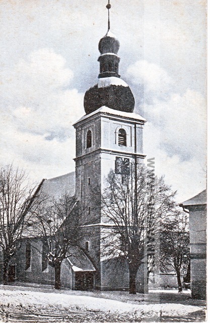 Kostel sv. Jana Křtitele v Chudenicích, 30. léta 20. století, vydáno nákladem Tělovýchovné jednoty Sokol v Chudenicích
